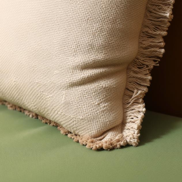 Bethany Khaki Cushion Cover - detail view | tassels, bedroom, home decor