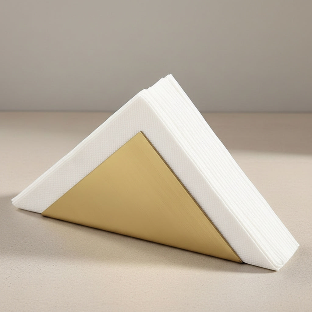 Penelope Napkin Holder in Brushed Gold, Golden Brass | table decor, napkin holder, table accessories