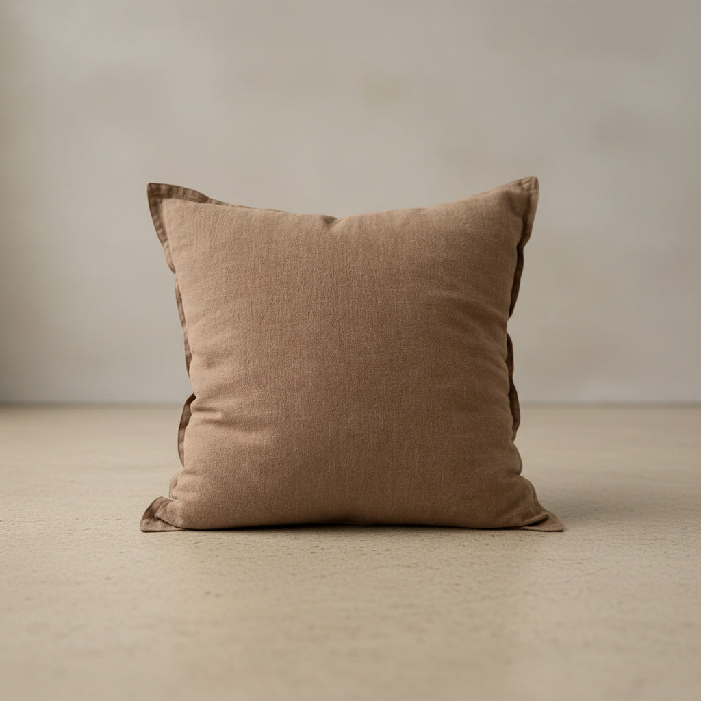 Bridget Coffee Cushion Cover - cotton in Taupe Brown | cushion cover, minimalist, brown