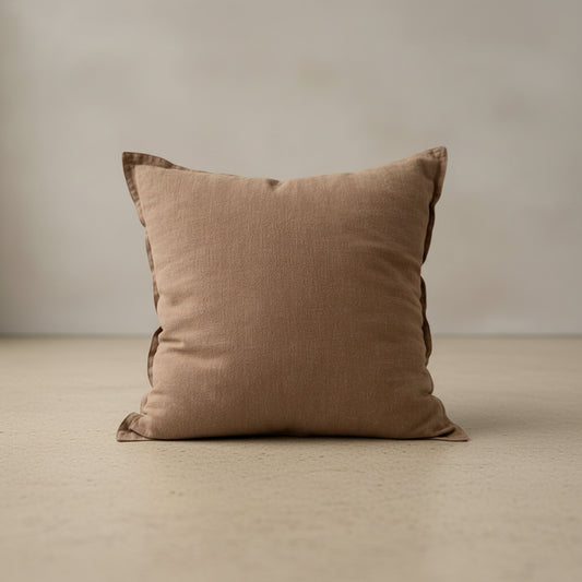 Bridget Coffee Cushion Cover - cotton in Taupe Brown | cushion cover, minimalist, brown