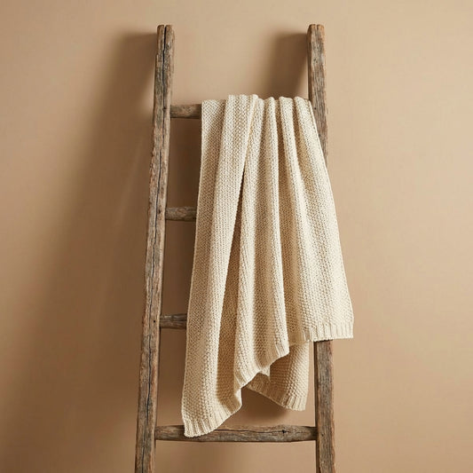 Ember Beige Blanket in Cream Ivory | living room, geometric pattern, cozy