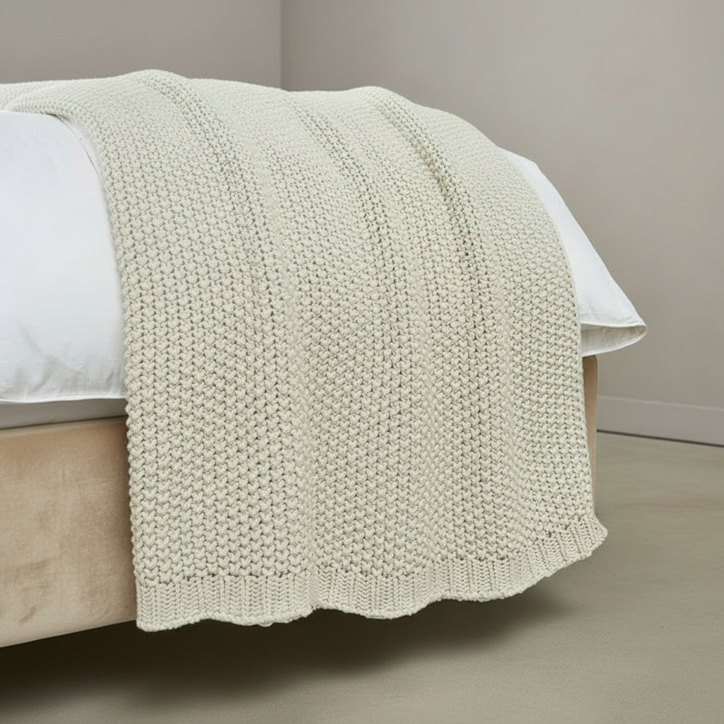 Ember Beige Blanket - detail view | living room, geometric pattern, cozy