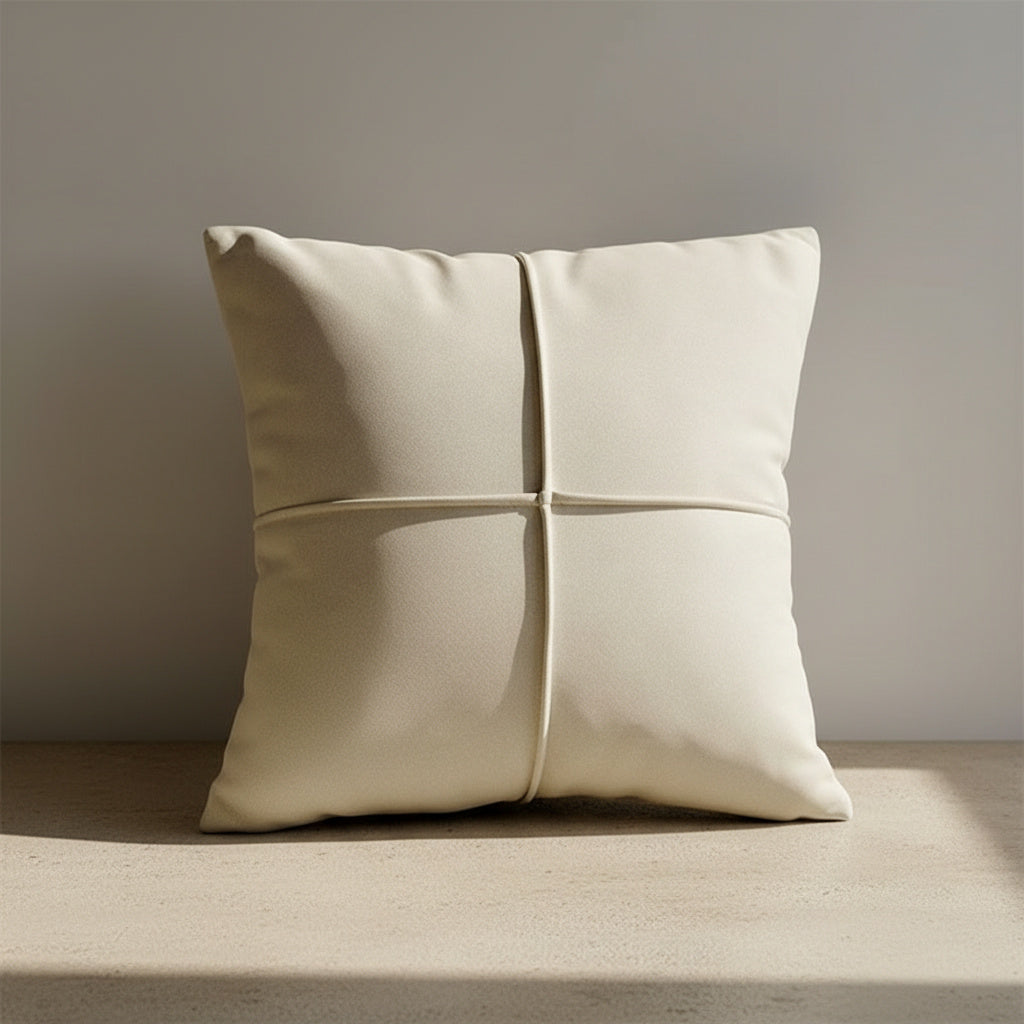 Emilia Cream Geometric Cushion Cover in Warm Taupe | cushion cover, bedroom, home decor