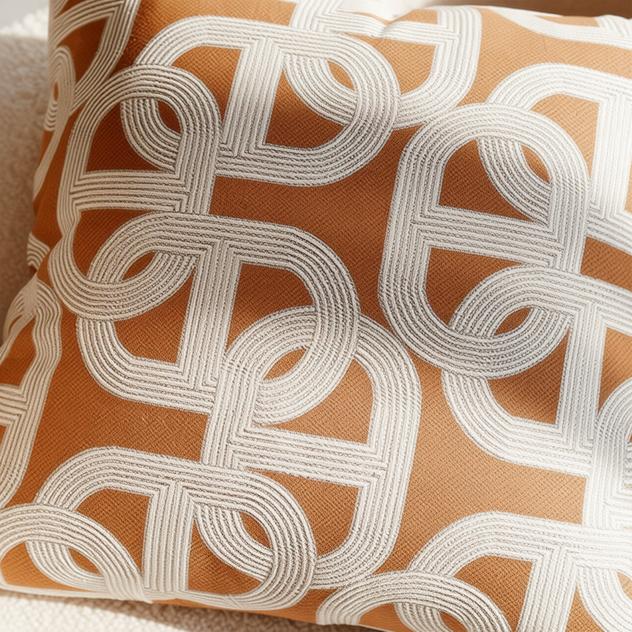 Emilia Terracotta Maze Cushion Cover - detail view | textured, cushion cover, bedroom