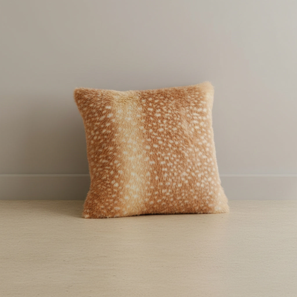 Nadine Caramel Faux Fur Cushion Cover in Warm Caramel | cushion cover, bedroom, cozy decor