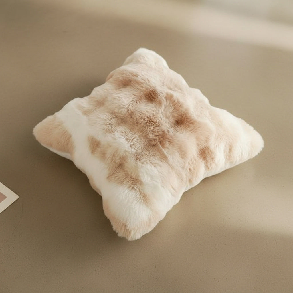 Nadine Cloud Faux Fur Cushion Cover - lifestyle shot | soft furnishings, bedroom, home decor