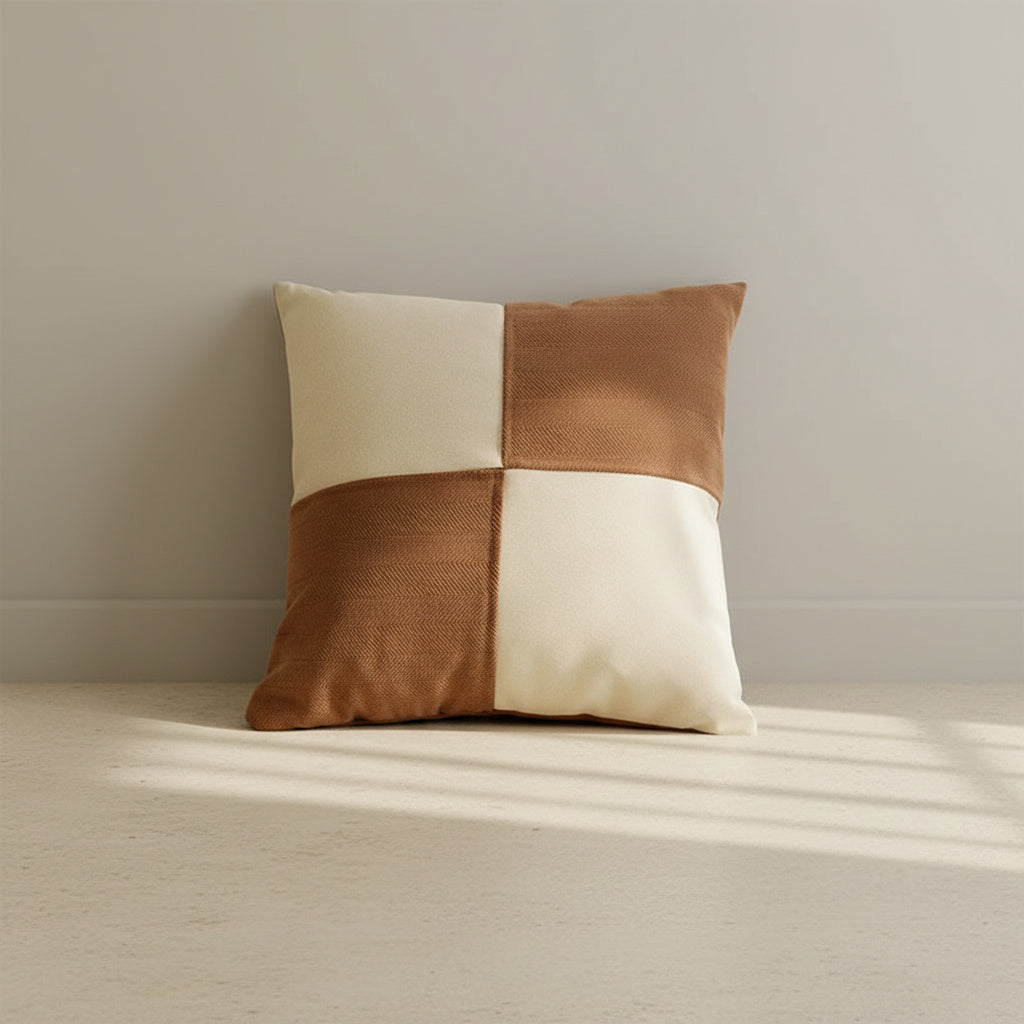 Nadine Cocoa Blocks Cushion Cover in Warm Caramel | cushion cover, square cushion, home decor