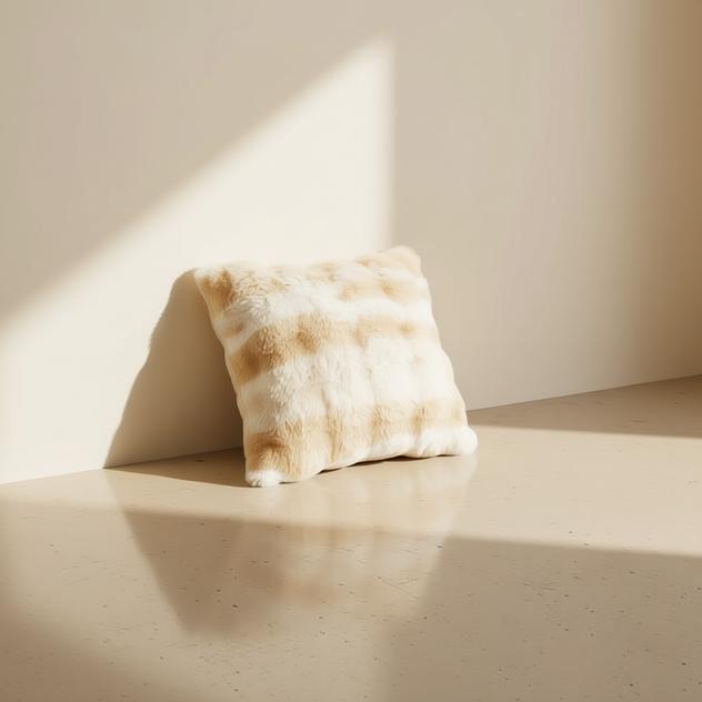Nadine Golden Faux Fur Cushion Cover in Champagne Blonde | textured, cushion cover, soft furnishings