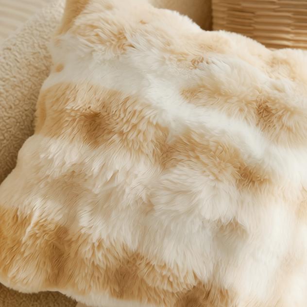 Nadine Golden Faux Fur Cushion Cover - detail view | textured, cushion cover, soft furnishings