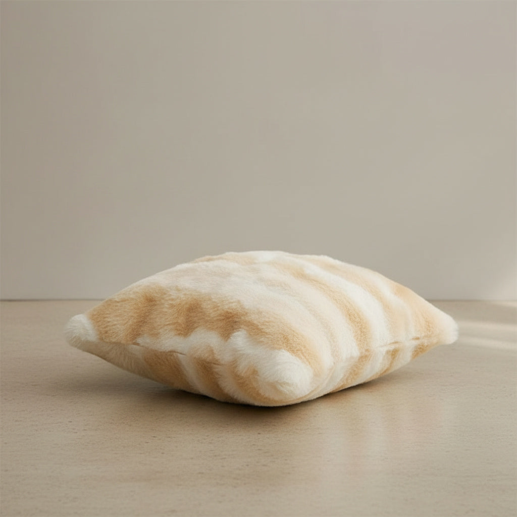 Nadine Golden Faux Fur Cushion Cover - lifestyle shot | textured, cushion cover, soft furnishings