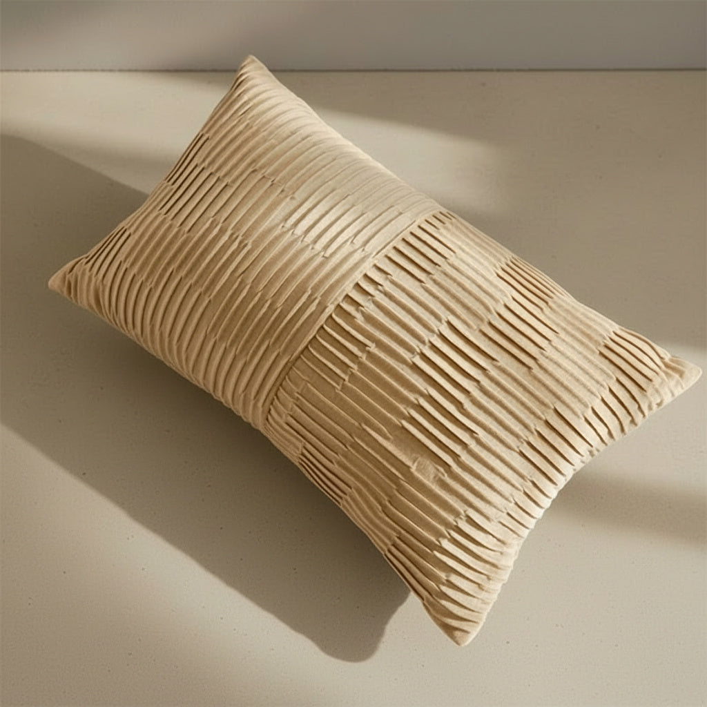 Nadine Golden Pleats Cushion Cover in Warm Taupe | cushion cover, home decor, pillow cover