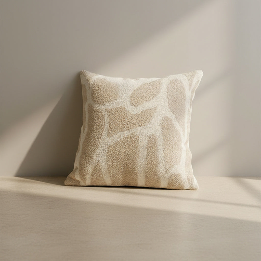 Nadine Sandy Swirl Cushion Cover in Warm Cream | cushion cover, bedroom, sofa pillow