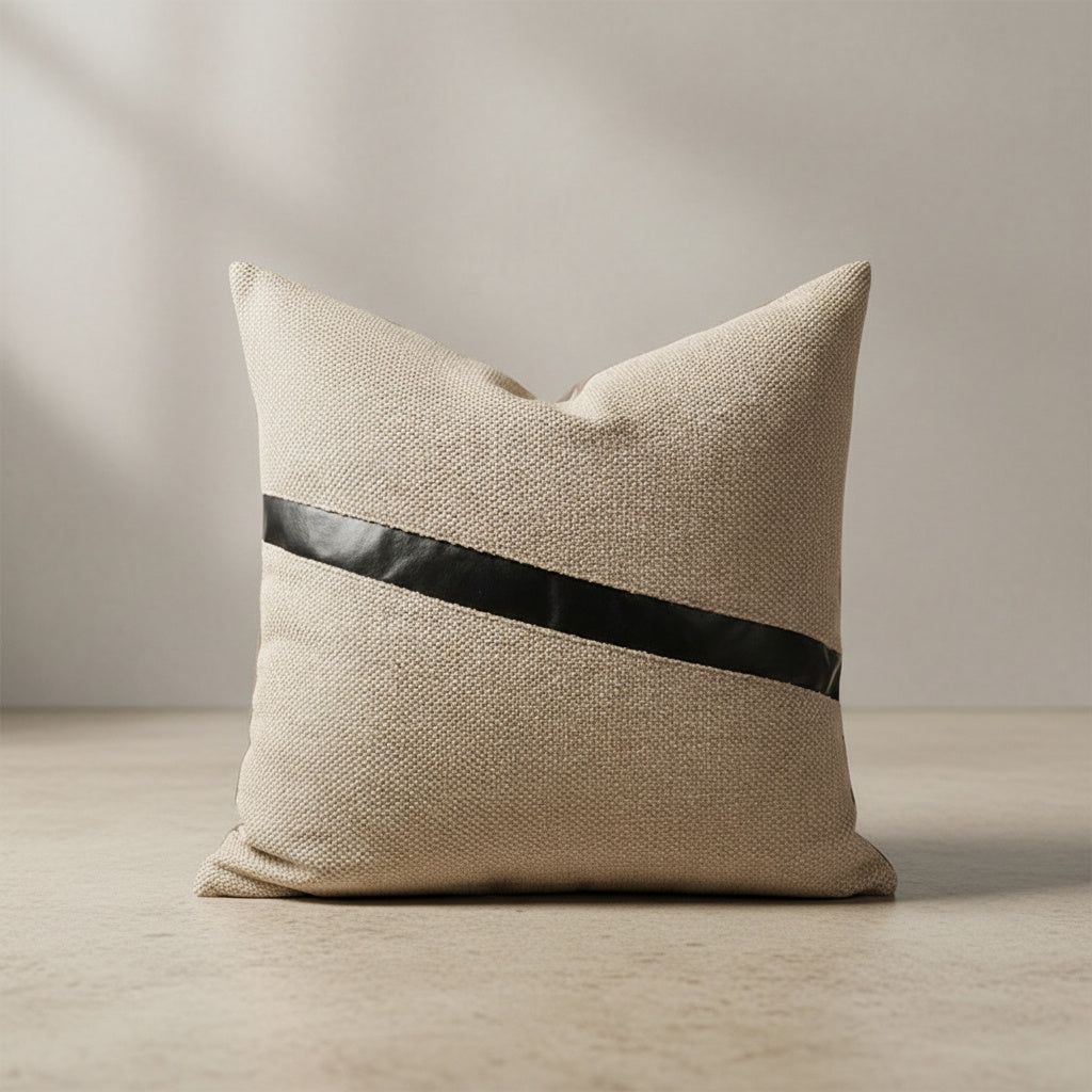 Natalia Diagonal Stripe Cushion Cover in Warm Linen | soft fabric, pillow cover, home decor