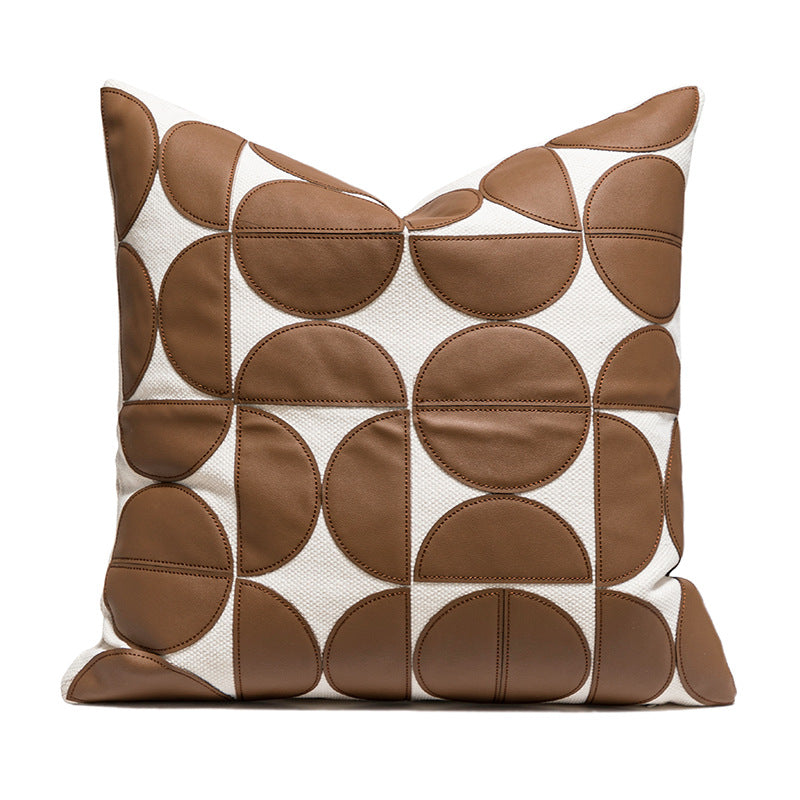 Natalia Leather Dots Cushion Cover - detail view | coffee color, leather cushion cover, neutral decor