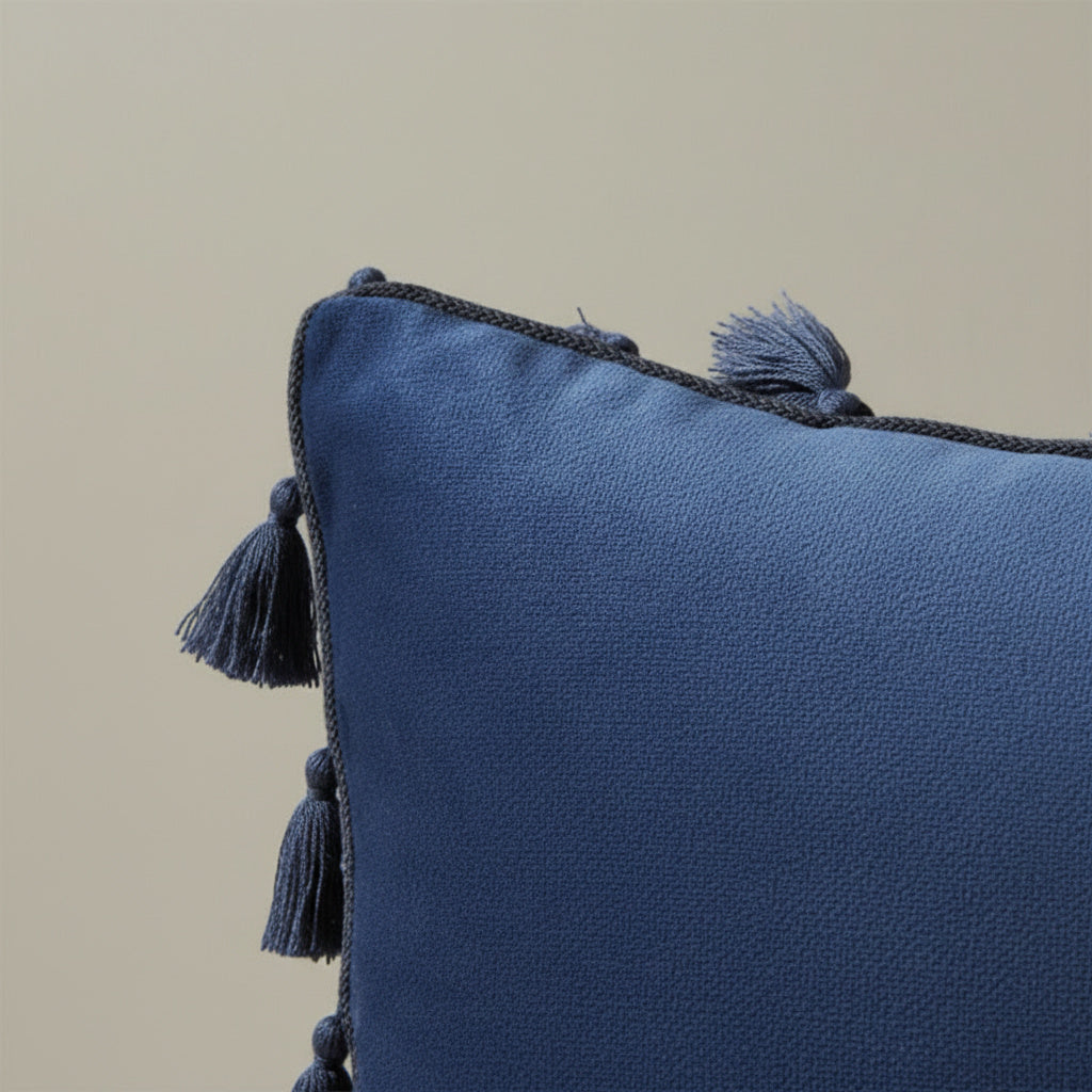 Opal Navy Tassel Cushion Cover