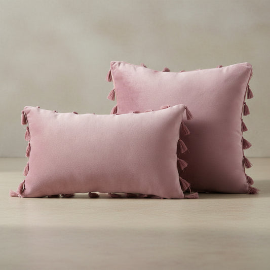 Opal Rose Tassel Cushion Cover - velvet in Dusty Rose, Dusty Rose | tassel, scandinavian, throw pillow