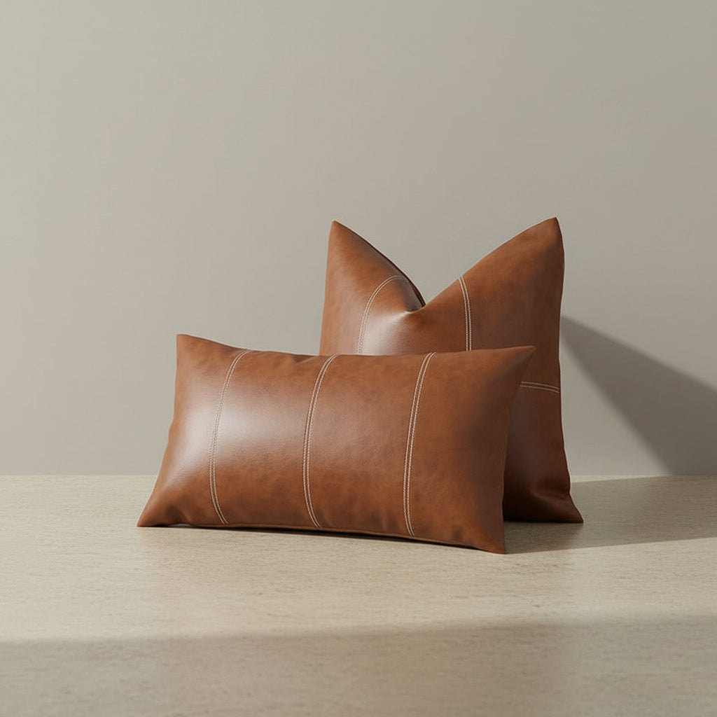 Petra Cushion Cover in Cognac Brown, Cognac Brown | scandinavian, pillow cover, brown stripes