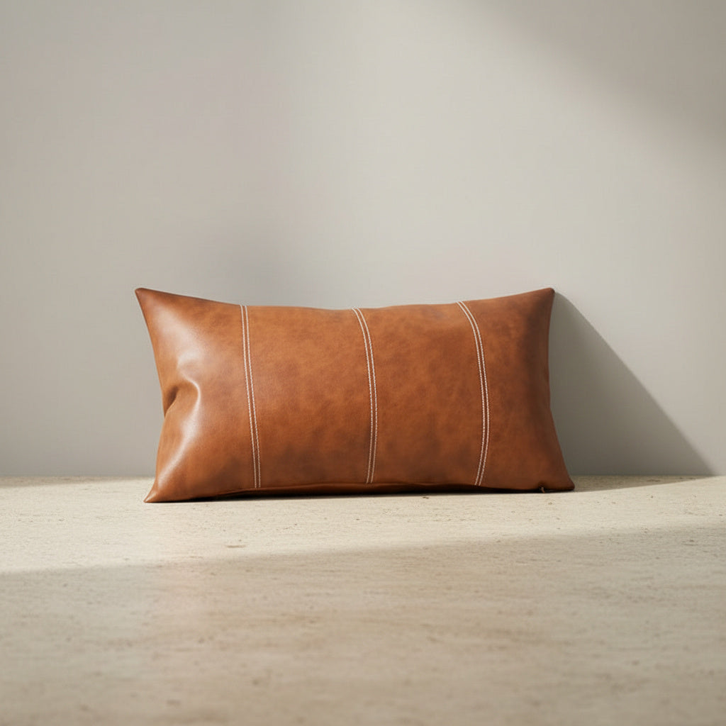 Petra Cushion Cover - detail view | scandinavian, pillow cover, brown stripes