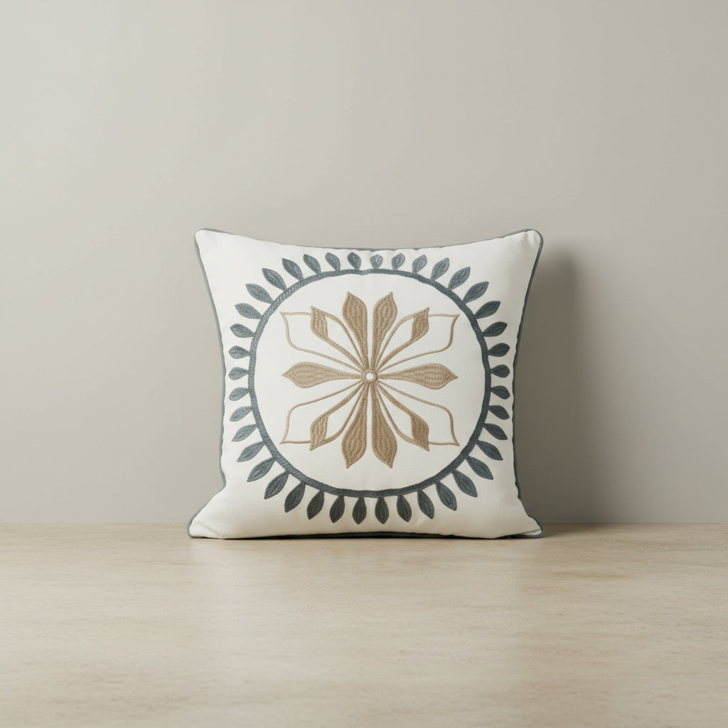 Piper Cushion Cover in Cream White, Warm Taupe | living room, bedroom, throw pillow