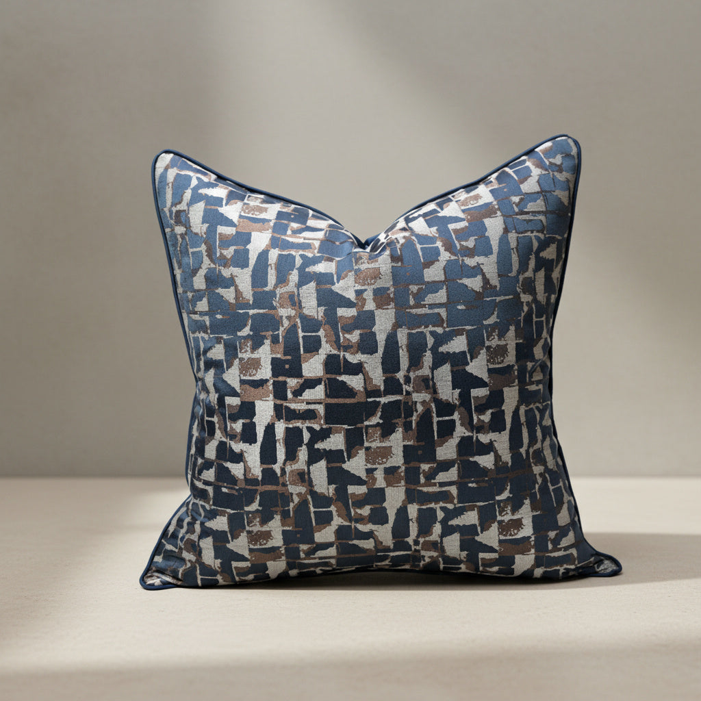 Poppy Cushion Cover in Steel Blue, Steel Blue | bedroom, fabric, navy blue