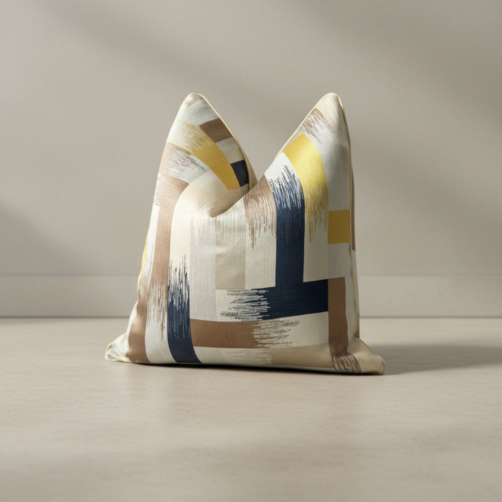 Rebecca Brushstroke Harmony Cushion Cover in Warm Cream | brushstroke pattern, square cushions, modern decor