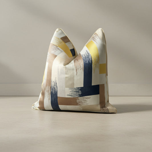 Rebecca Brushstroke Harmony Cushion Cover in Warm Cream | brushstroke pattern, square cushions, modern decor