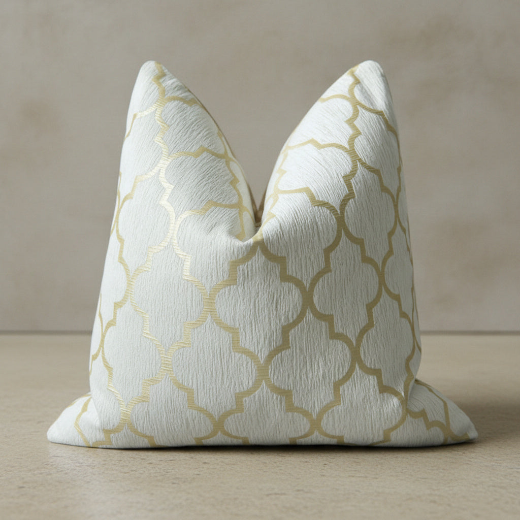 Rebecca Golden Foil Cushion Cover in Cream White | zip closure, scandinavian style, home decor