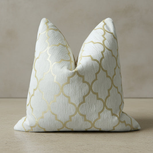 Rebecca Golden Foil Cushion Cover in Cream White | zip closure, scandinavian style, home decor