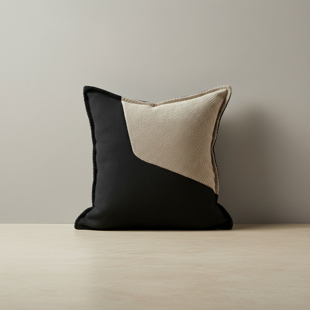 Reese Midnight Split Cushion Cover in Charcoal Black | bedroom, living room, throw pillow