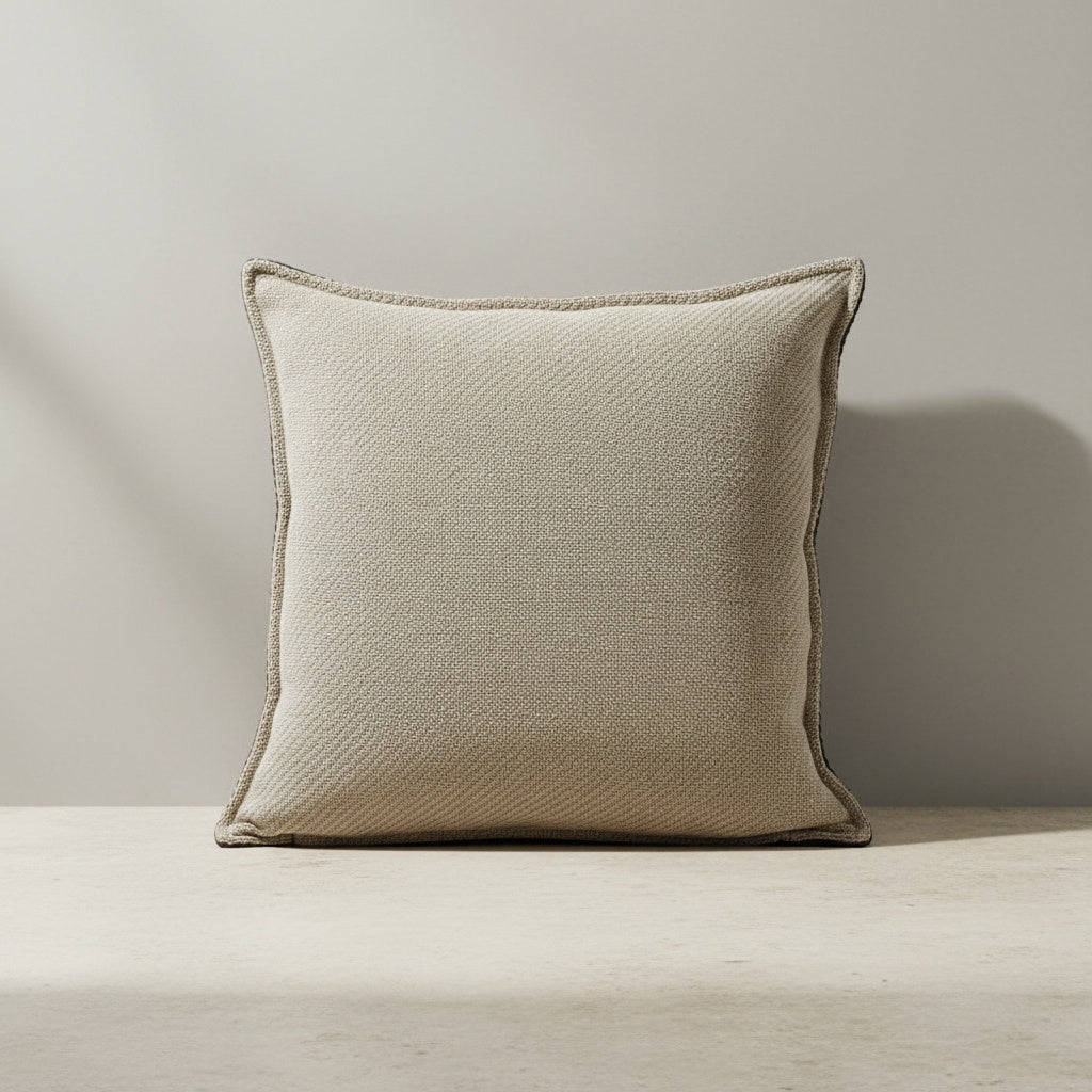 Reese Woven Earth Cushion Cover in Warm Taupe | bedroom, earth tones, living room