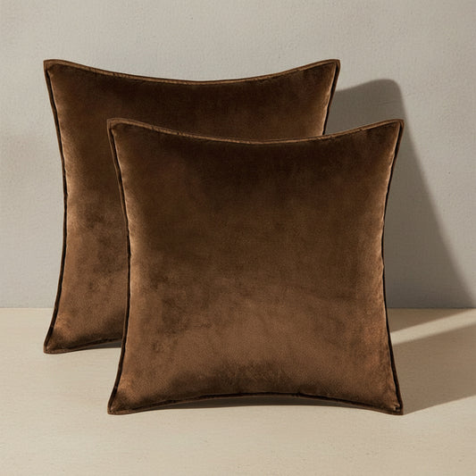 Remi Brown Velvet Cushion Cover - velvet in Chocolate Brown, Chocolate Brown | modern, pillow cover, throw pillow