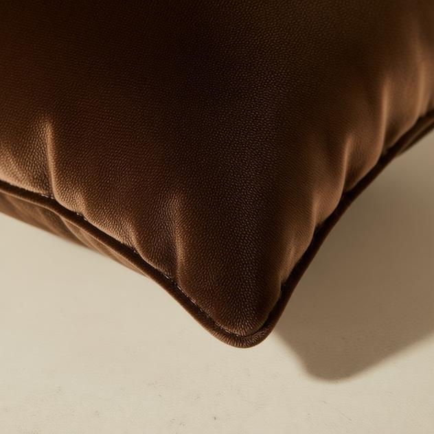 Remi Brown Velvet Cushion Cover - detail view | modern, pillow cover, throw pillow