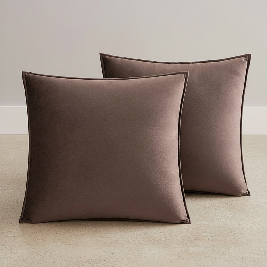 Remi Coffee Velvet Cushion Cover - velvet in Mocha Brown, Mocha Brown | modern, throw pillow, home decor