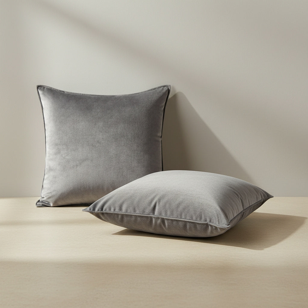 Remi Grey Velvet Cushion Cover - velvet in Charcoal Gray, Charcoal Gray | soft furnishing, modern, grey