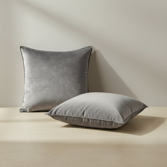 Remi Grey Velvet Cushion Cover - velvet in Charcoal Gray, Charcoal Gray | soft furnishing, modern, grey