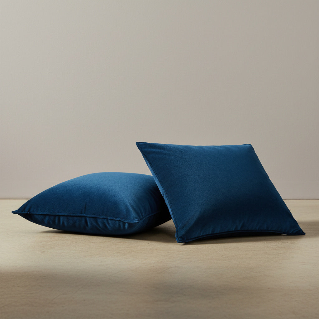 Remi Navy Blue Velvet Cushion Cover - velvet in Navy Blue, Navy Blue | soft fabric, modern, scandinavian