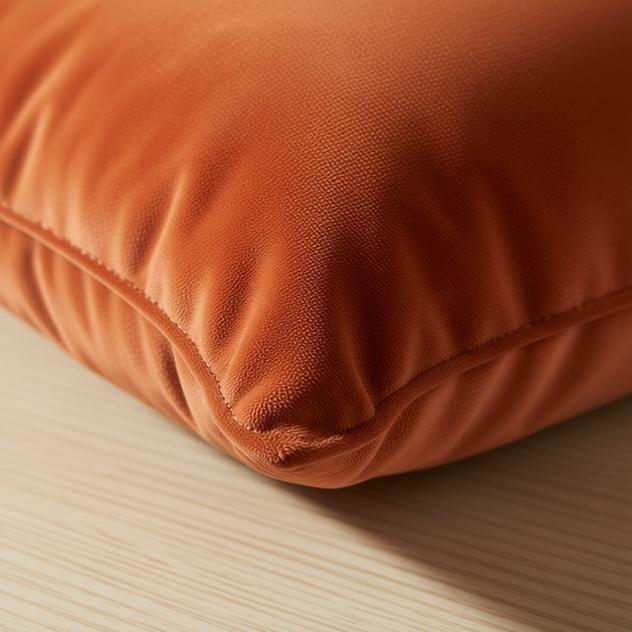 Remi Orange Velvet Cushion Cover - lifestyle shot | velvet cushion cover, modern cushion, living room decor