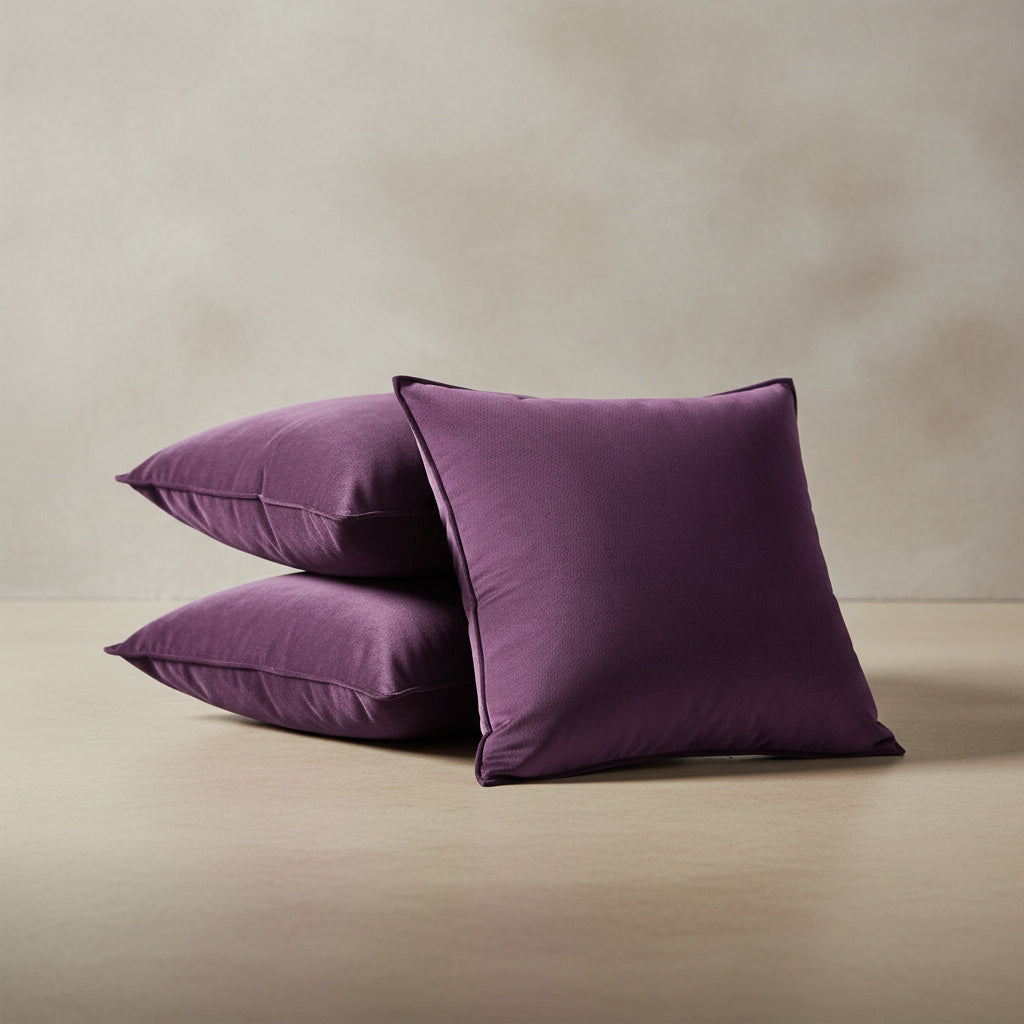 Remi Purple Velvet Cushion Cover in Deep Plum, Deep Plum | purple cushion cover, modern style, living room decor