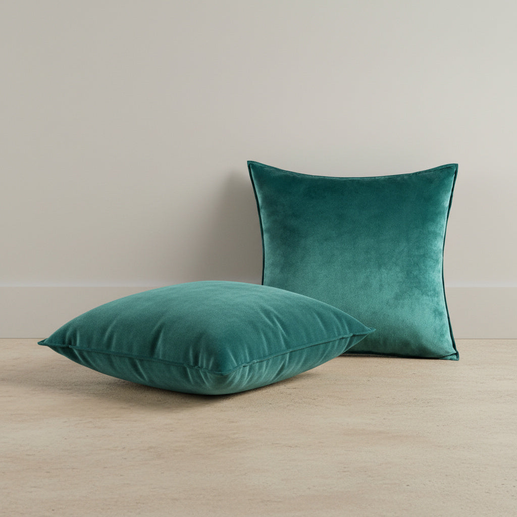 Remi Teal Velvet Cushion Cover in Forest Green, Forest Green | modern home, scandinavian, living room