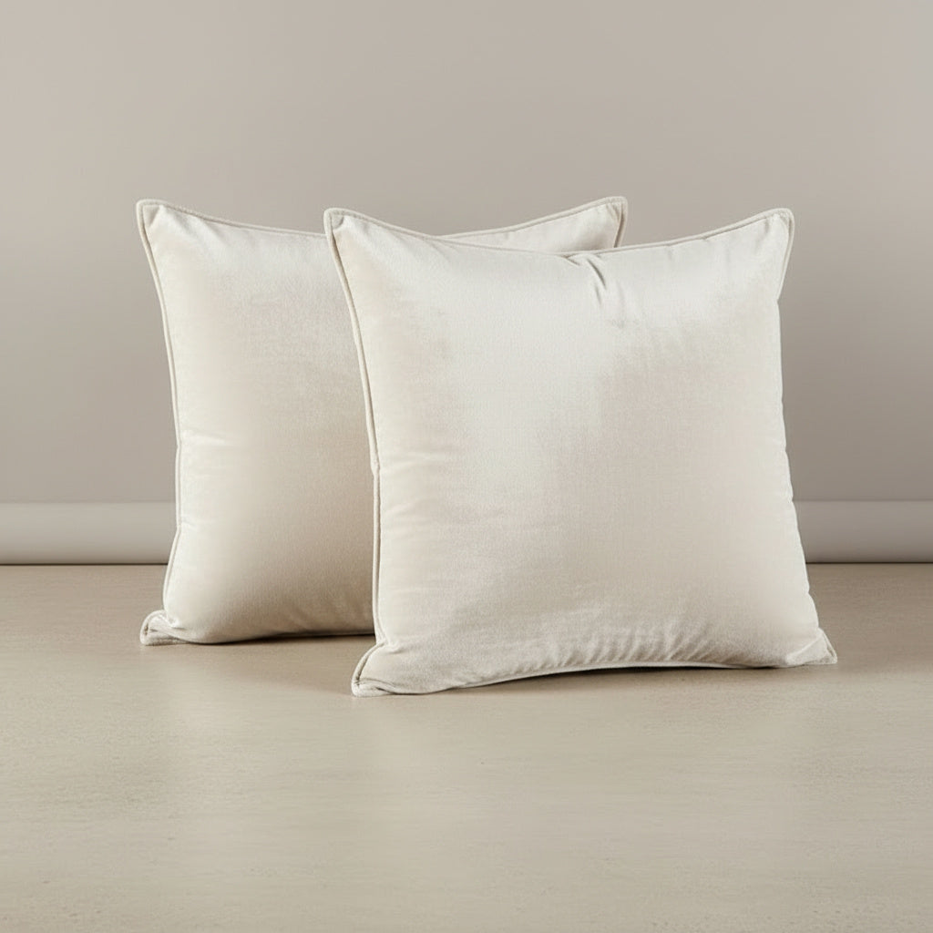 Remi White Velvet Cushion Cover - velvet in Cream Ivory, Cream Ivory | modern, scandinavian, pillow cover