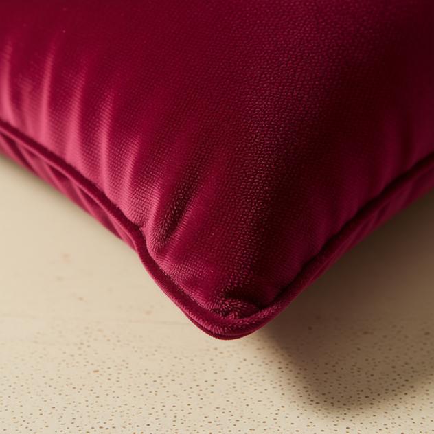 Remi Wine Red Velvet Cushion Cover - detail view | burgundy, throw pillow, home decor