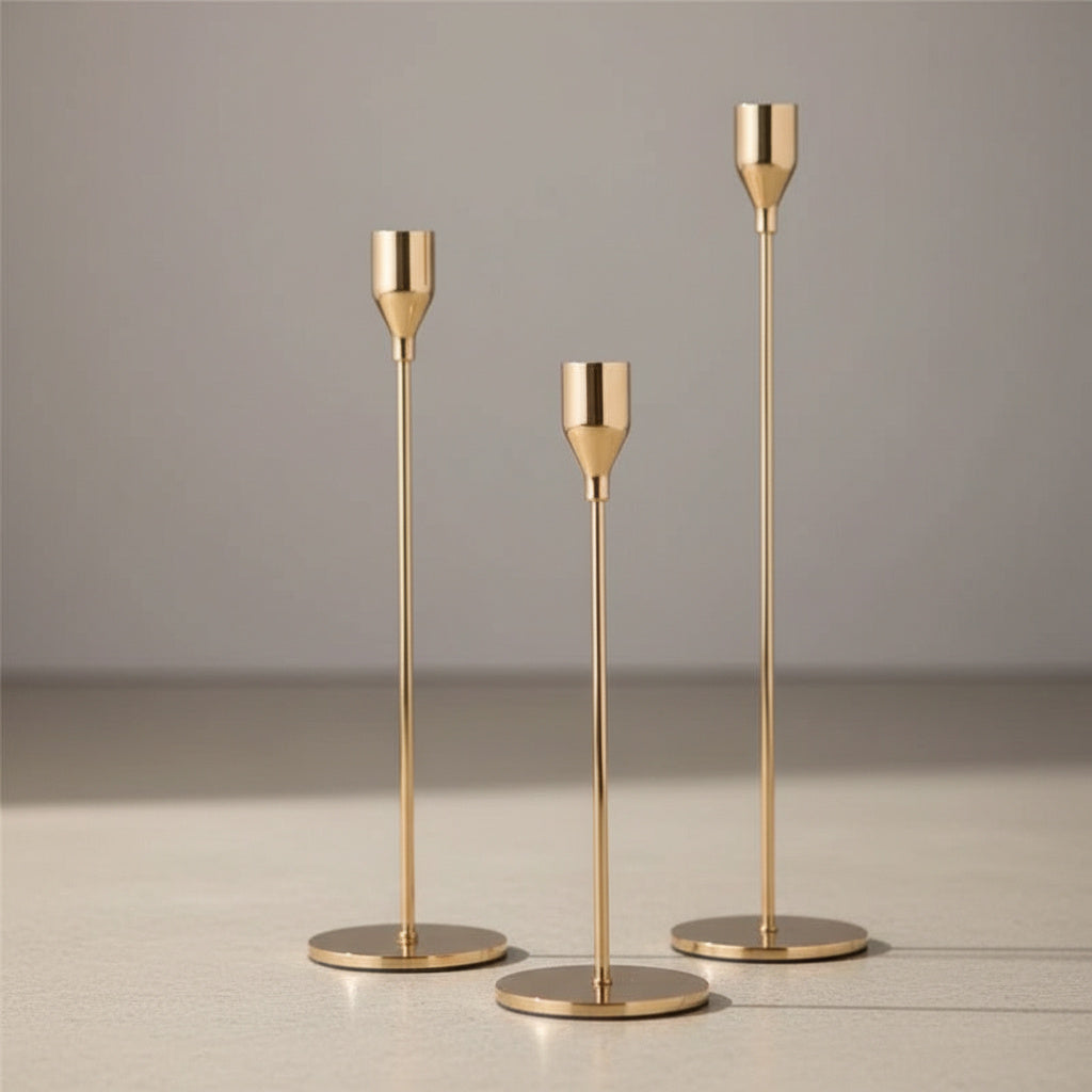 Sadie Candle Holder in Warm Gold, Warm Gold | table decor, candle holder, scandinavian