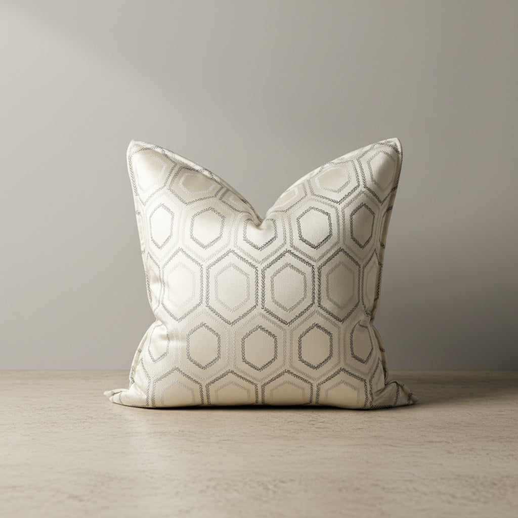 Sara Pattern Cushion Cover in Champagne Beige | living room, home decor, grey