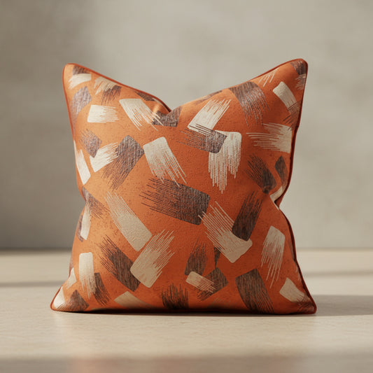 Tilda Autumn Brushstrokes Cushion Cover in Burnt Orange, Burnt Orange | cushion cover, warm tones, brushstroke design
