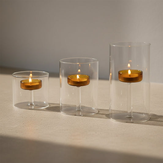 Uma Glass Candle Holder - glass in Clear Glass, Clear Glass | mantel, candle holder, glass