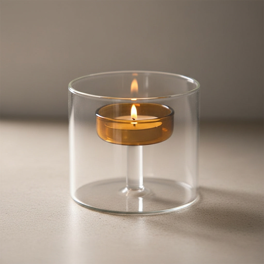 Uma Glass Candle Holder - detail view | mantel, candle holder, glass