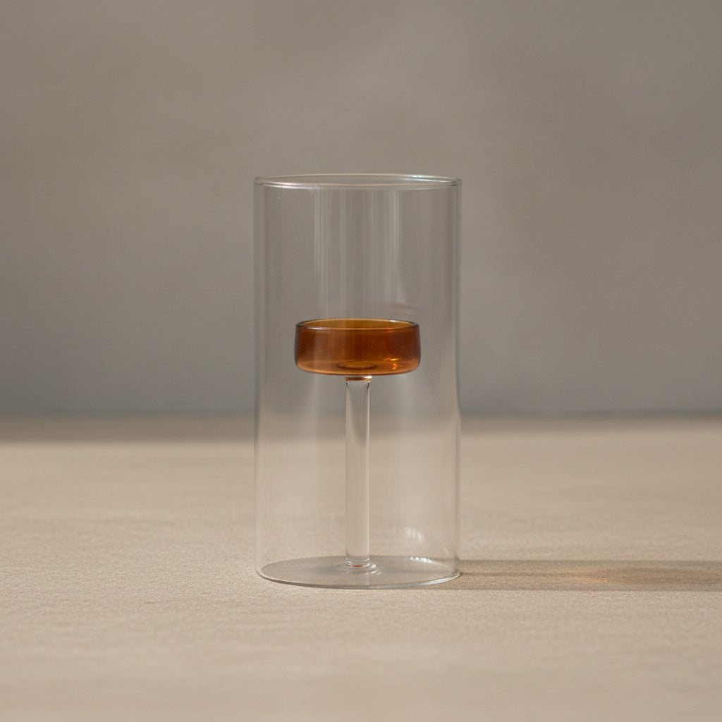 Uma Glass Candle Holder - lifestyle shot | mantel, candle holder, glass