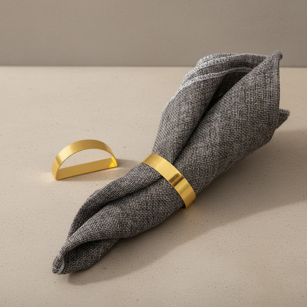 Vera Metal Napkin Ring - metal in Golden Yellow | dinner party, modern, tableware