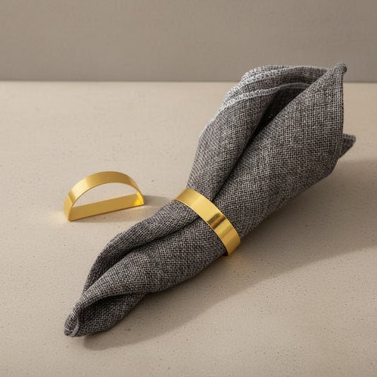Vera Metal Napkin Ring - metal in Golden Yellow | dinner party, modern, tableware