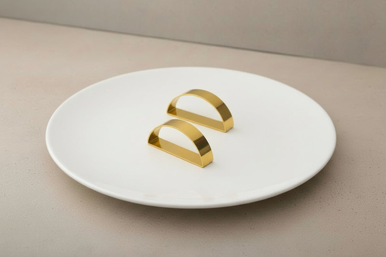Vera Metal Napkin Ring - detail view | dinner party, modern, tableware